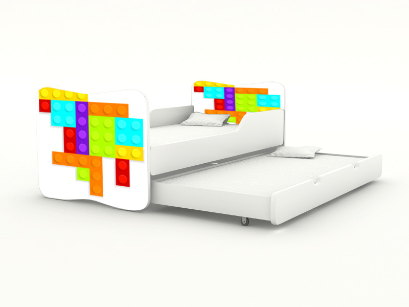 Becks posteľ s výsuvným lôžkom Legokocka